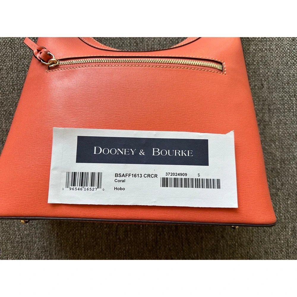 Dooney & Bourke Saffiano Leather Hobo Bag Coral Pink Orange BSAFF1613 CRCR New
